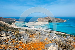 Balos Lagoon and Gramvousa island on Crete, Greece.