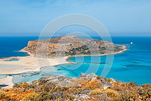 Balos Lagoon and Gramvousa island on Crete, Greece.