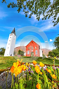 Fantastic view of Holar cathedral in Iceland