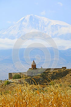 Fantastic View of Khor Virap Monastery with Snow Covered Ararat Mountain in the Backdrop, Artashat, Armenia