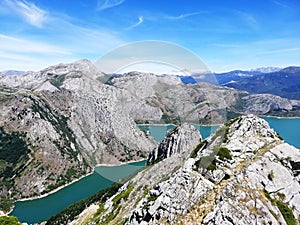 Fantastic view of the mountains in Riano, Spain. A peak of Gilbo