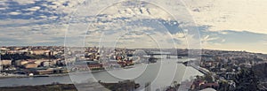 Fantastic views of the city and the hill on a sunny day from a viewing point. Istanbul, Turkey.