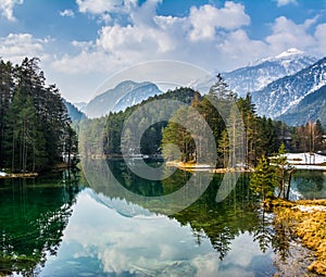 Fantastic views of the tranquil lake with amazing reflection. Mo