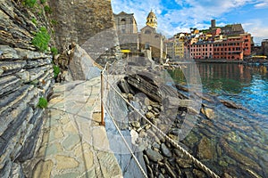 Fantastic waterfront walkway and colorful buildings, Cinque Terre, Liguria, Italy