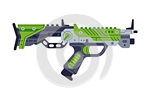 Fantastic Weapon and Raygun as Destructive Energy Gun Vector Illustration