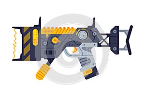 Fantastic Weapon and Raygun as Destructive Energy Gun Vector Illustration