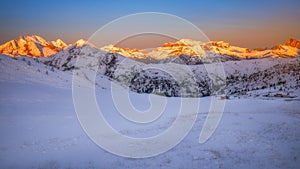 Fantastic winter landscape, Passo Giau with famous Ra Gusela, Nu