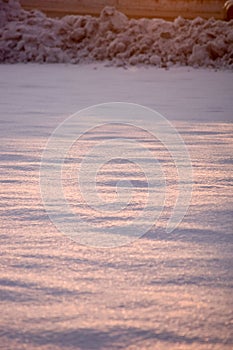 Fantastic winter landscape during sunset. colorful sky glowing by sunlight. Dramatic wintry scene.