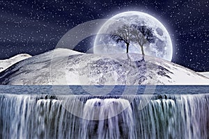 Fantastic winter moonlight photo