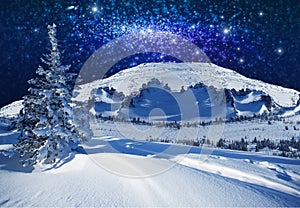 Fantastic winter starlight night