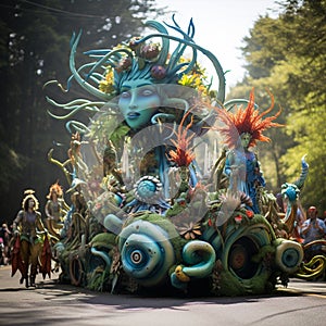 Fantastical Parade Celebrating the Four Elements: Earth, Air, Fire, and Water