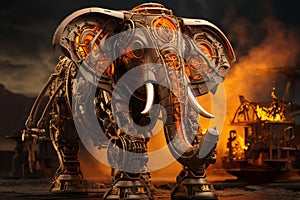 Fantastical Steampunk elephant steam. Generate Ai photo