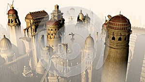 Fantasy 3D city form past to future