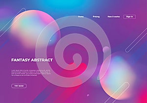 Fantasy abstract background with geometric colorful dynamic shapes. . Vector eps 10. Landing page template for web design elements photo