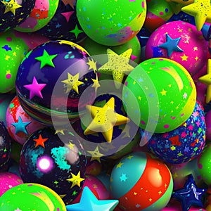 Fantasy abstract bubble stars vivid colors background galaxy pink red blue yellow colors
