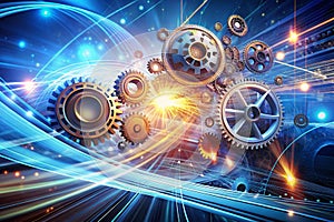 Fantasy abstract technology and engineering background with original organic motion photo