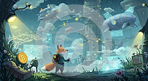 Fox Explorer in a Futuristic Crypto World