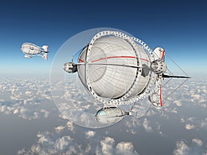 Fantasy airships above the clouds