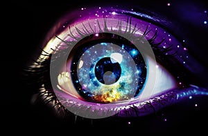 fantasy all seeing eye galaxy in the middle background
