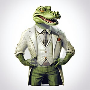 Fantasy Alligator In A Suit: Photorealistic Rendering Of A Corporate Punk Celebrity