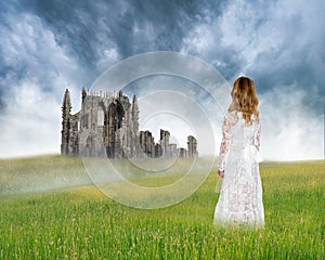 Fantasy Ancient Castle, Girl, Ruins