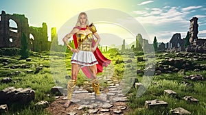 Fantasy Ancient Ruins, Roman Soldier, Woman