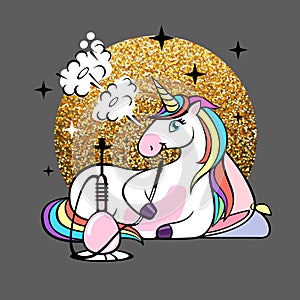 Fantasy animal horse unicorn with hookah