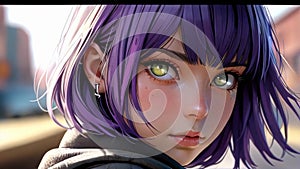 Fantasy Anime Girl Chatacter Eyes Portrait. Enigmatic Eyes Veiled in Shadow. The Luminous Stare That Speaks Without Words