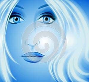 Fantasy Art Woman Face Blue