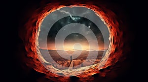 fantasy background of the Galaxy rounded hole the time loop gate