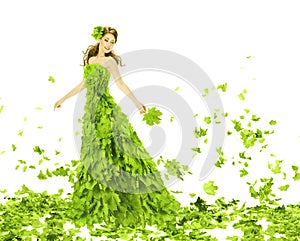 Fantasy beauty, woman in leaves dress