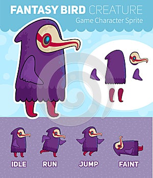 Fantasy Bird creature Game Character Sprite Sheet