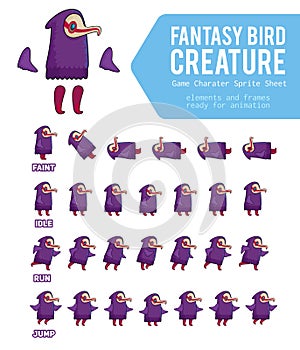 Fantasy Bird creature Game Character Sprite Sheet