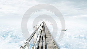 Fantasy blue sky, beautiful clouds and bridge
