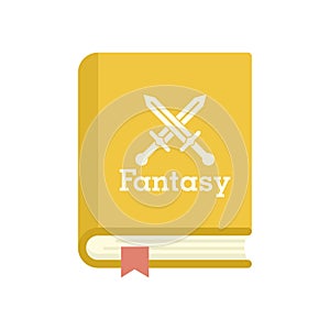 Fantasy book icon flat isolated vector