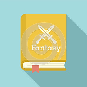 Fantasy book icon, flat style