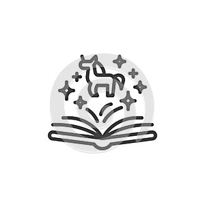 Fantasy book line icon