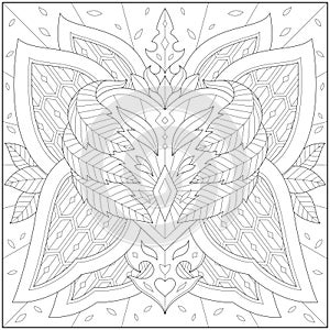 Fantasy butterfly heart, Adult and kid coloring page