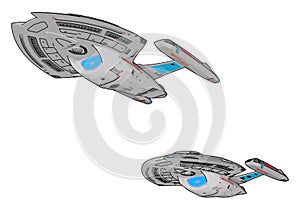 Fantasy cargo spaceship vector illustration