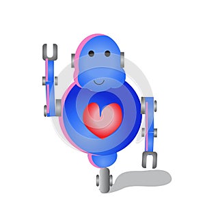 Fantasy Cartoon Character Valentine Robot Vector Illustration