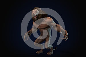 Fantasy character Humanoid Lion in epic pose - 3D render