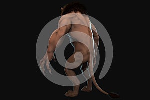 Fantasy character Humanoid Lion in epic pose - 3D render