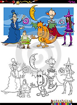 Fantasy characters coloring page