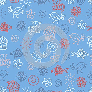 Fantasy childlike seamless pattern