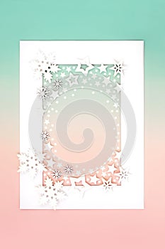 Fantasy Christmas Magical Snow and Star Background Border