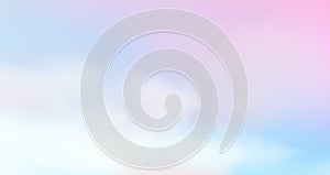 Fantasy cloudy sky with soft blue pink tints. Unicorn fantasy wallpaper with subtle holographic tints. Abstract modern gradient