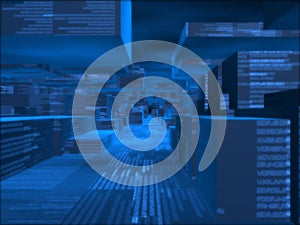 Fantasy computer generated bluye cubes