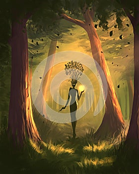 Fantasy creatire in the forest