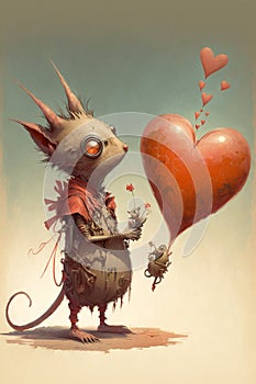 Fantasy creatures in love, character created with Generative AI