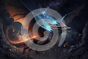 Fantasy Dragon Illustration . AI generated Illustration photo